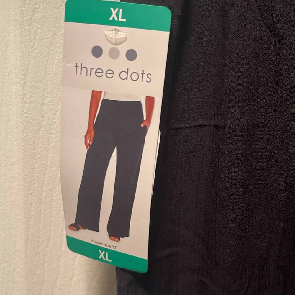 Three Dots Women's Pull On Casual Pants, Black XL - Picture 8 of 8